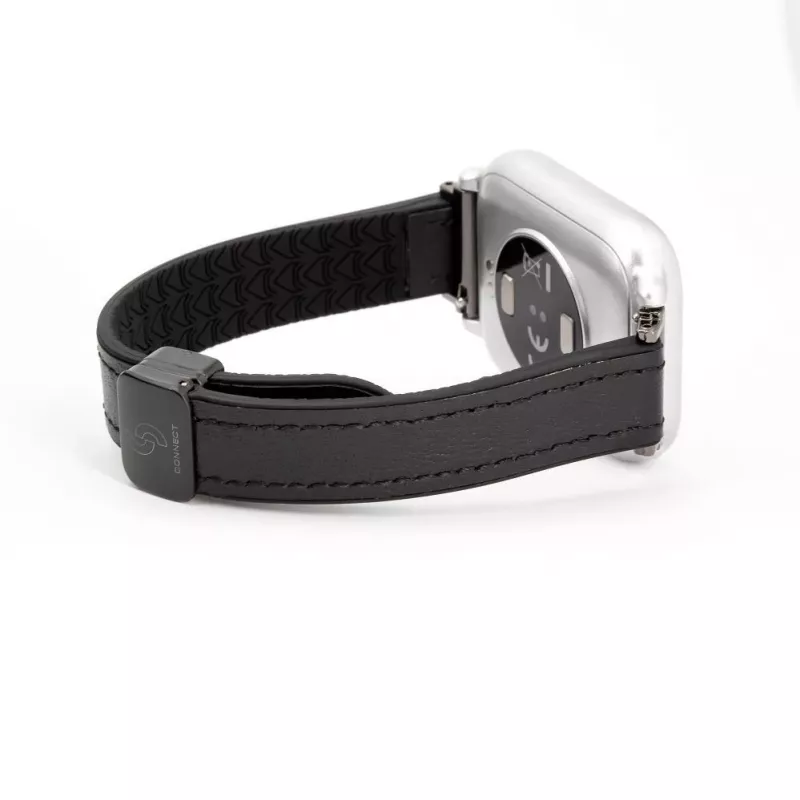 Correa de reloj de silicona y piel con cierre magnético Connect 22mm negra