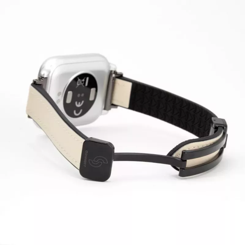 Correa de reloj de silicona y piel con cierre magnético Connect 22mm blanca