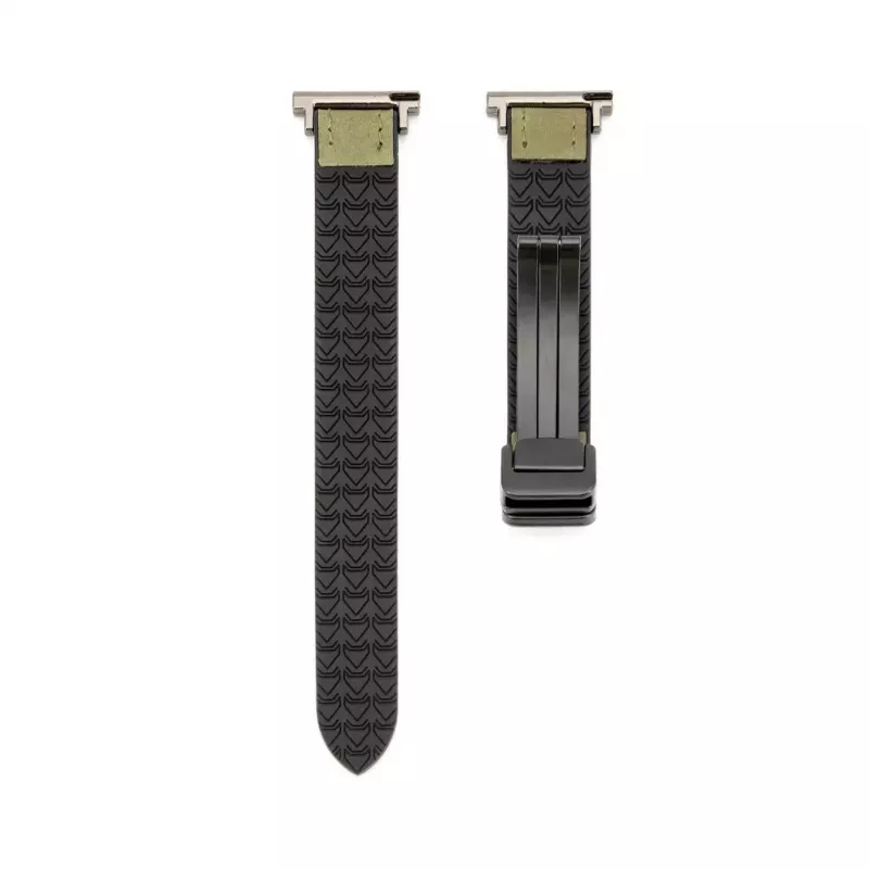 Correa de reloj de silicona y piel con cierre magnético Connect 22mm verde bosque