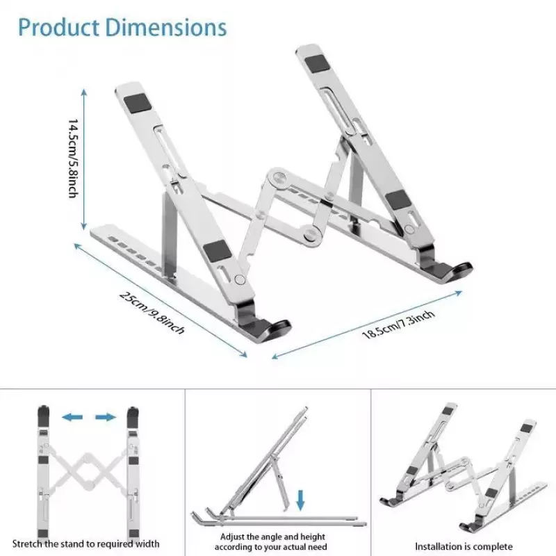 iLike STM1 soporte plegable de metal para portátil de 10-17,3 pulgadas - plateado
