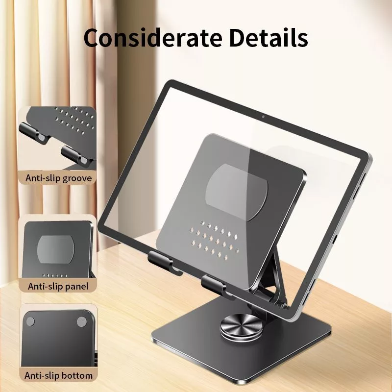 iLike STM4 soporte de metal para tablet con ángulo perfecto ajustable y giro 360°, negro