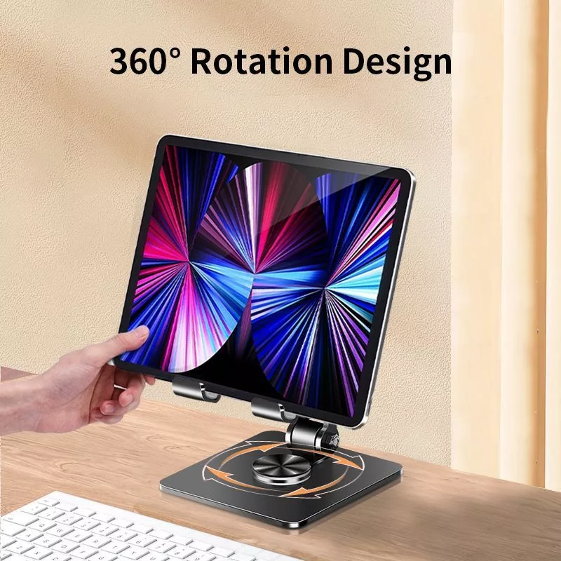 iLike STM4 soporte de metal para tablet con ángulo perfecto ajustable y giro 360°, negro