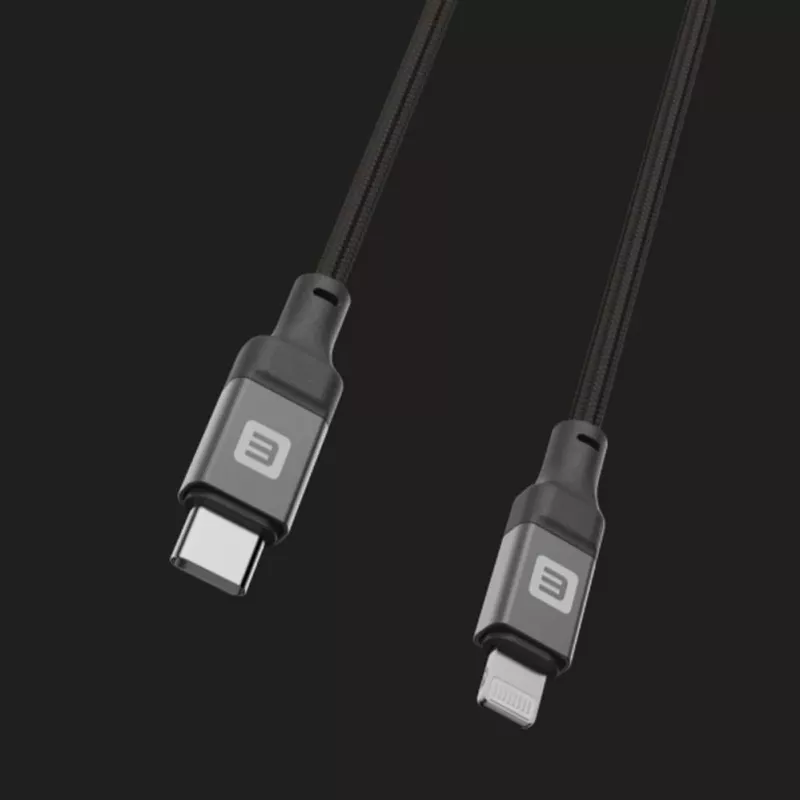 Evelatus Cable USB-C a Lightning 2,0M 60W (MFI09) carcasa de aluminio trenzado negro
