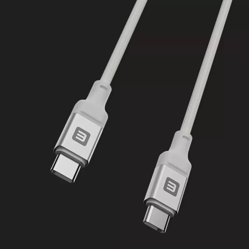 Evelatus Cable USB-C a USB-C 2M 60W / 20V3A carcasa de aluminio trenzado blanco