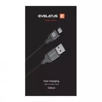 Evelatus Cable USB-A a USB-C 1,2 m nailon trenzado negro