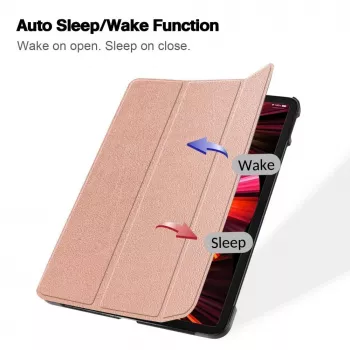 iLike Galaxy Tab A8 10.5 X200 Funda con soporte Tri-Fold de eco-cuero oro rosa