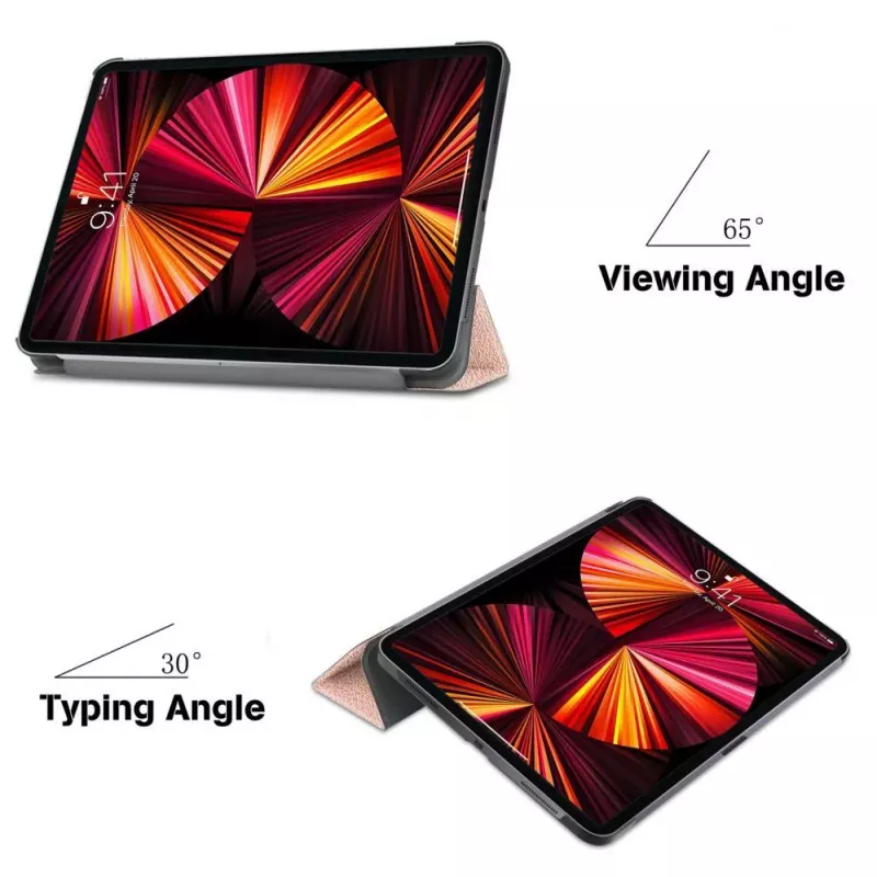iLike Galaxy Tab A8 10.5 X200 Funda con soporte Tri-Fold de eco-cuero oro rosa