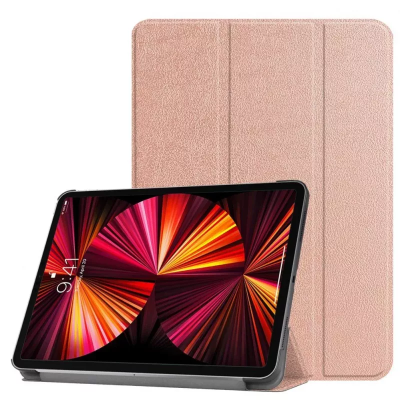 iLike MatePad 10.4 Funda con soporte Tri-Fold de eco-cuero oro rosa