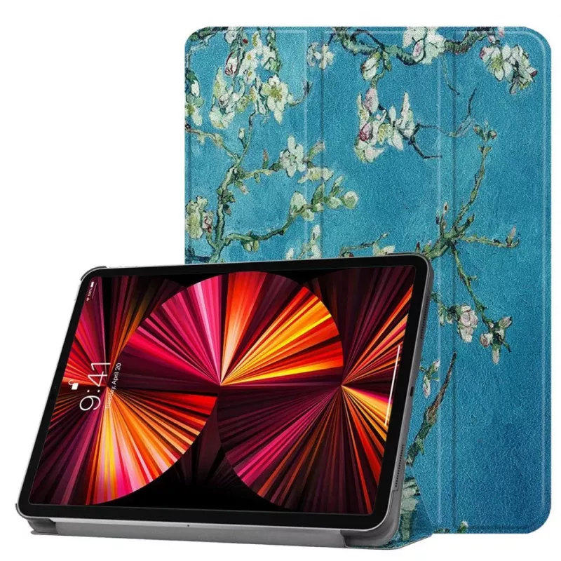 iLike Galaxy Tab S8 Plus 12.4 Funda con soporte Tri-Fold de piel ecológica Sakura