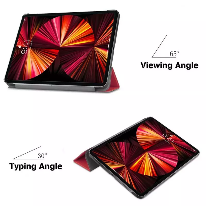 iLike Galaxy Tab S9 11 Funda con soporte Tri-Fold de piel ecológica Coral Pink