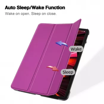 iLike Funda con soporte Tri-Fold de eco-cuero para Galaxy Tab A8 10.5 X200 morada