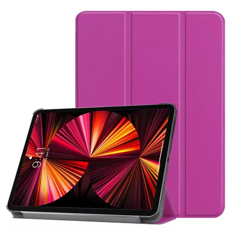 iLike Funda con soporte Tri-Fold de eco-cuero para Galaxy Tab S7 FE 12.4 morada