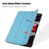 iLike Funda con soporte Tri-Fold de eco-cuero para Galaxy Tab S9 FE Plus azul cielo
