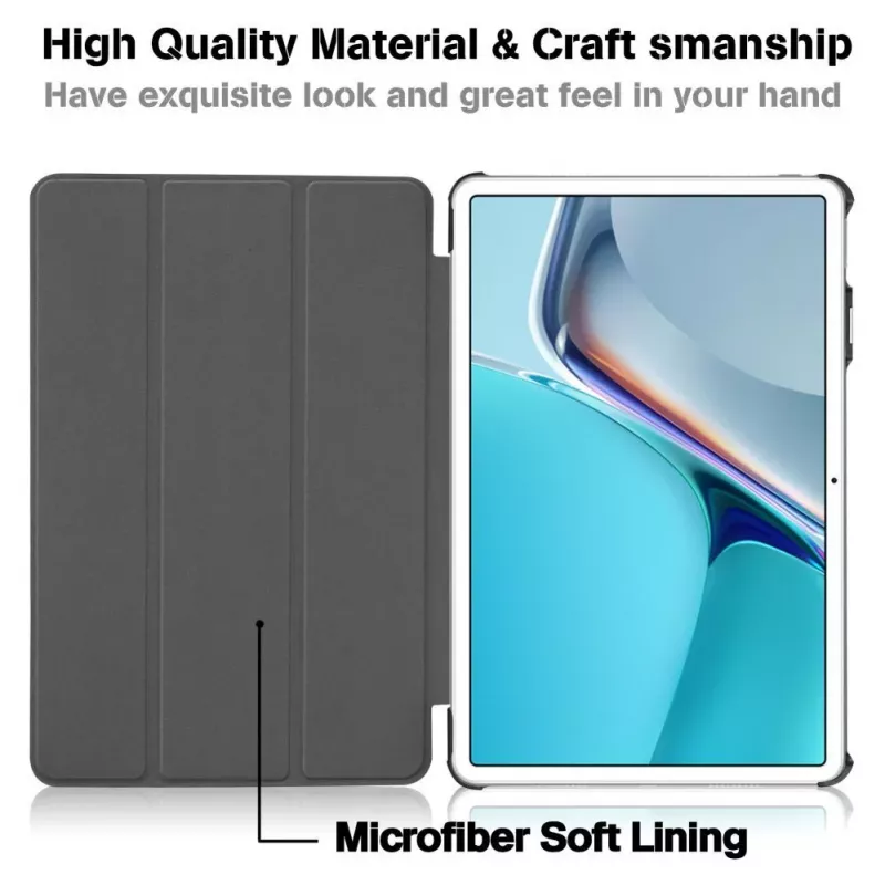 iLike Funda con soporte Tri-Fold de eco-cuero para Galaxy Tab S9 FE Plus azul cielo