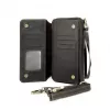 Evelatus funda cartera universal de piel con diseño de cremallera negra