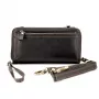 Evelatus funda cartera universal de piel con diseño de cremallera negra