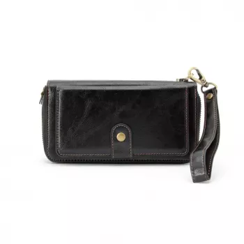 Evelatus funda cartera universal multifunción con correa de muñeca de piel negra