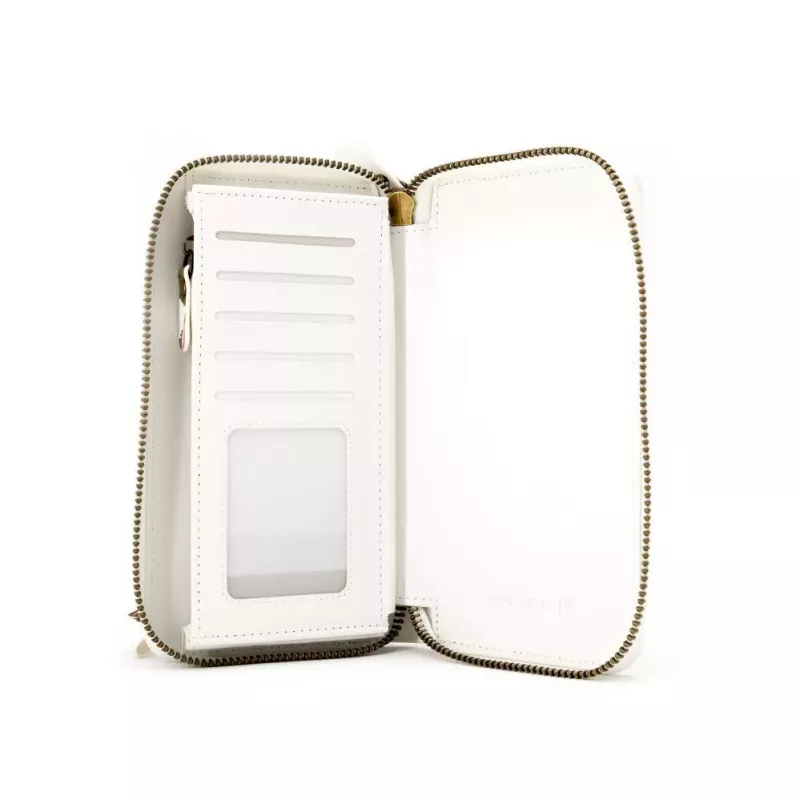 EVELATUS Monedero universal con diseño de cremallera y flores blanco