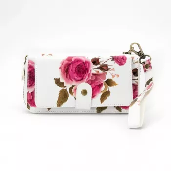 EVELATUS Monedero universal con diseño de cremallera y flores blanco