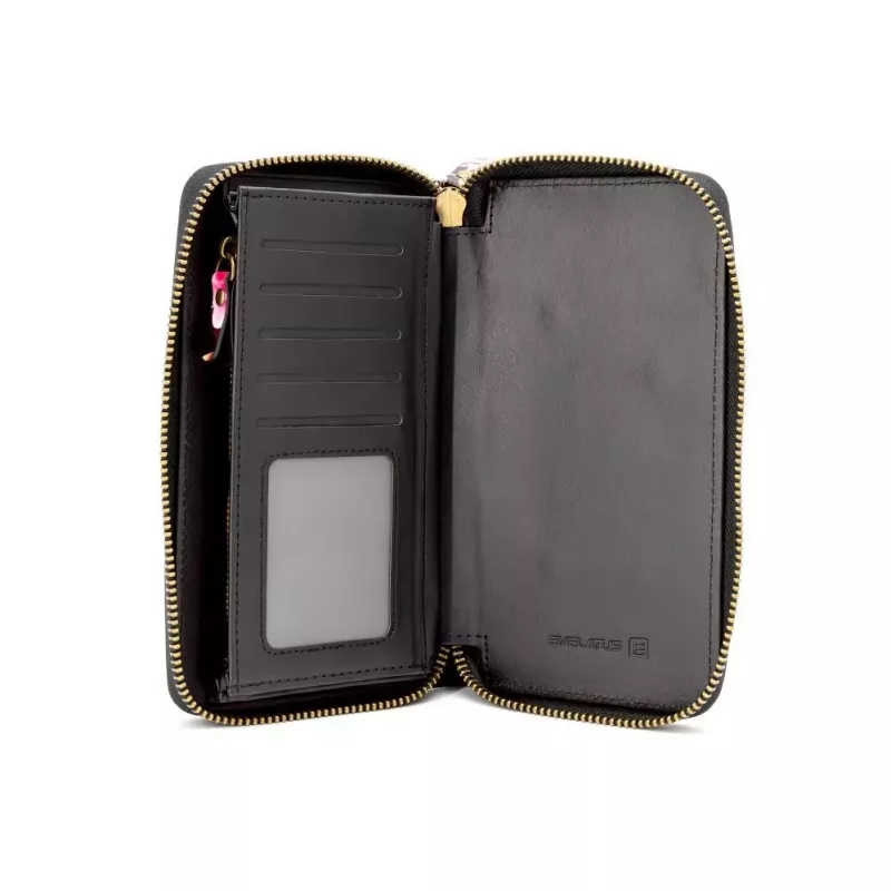 Evelatus Monedero universal con diseño de cremallera y flores negro