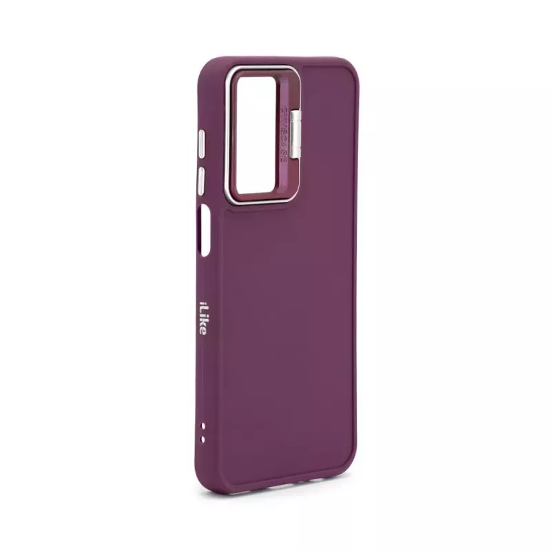 iLike Funda híbrida con soporte para cámara para Samsung Galaxy A55 ciruela