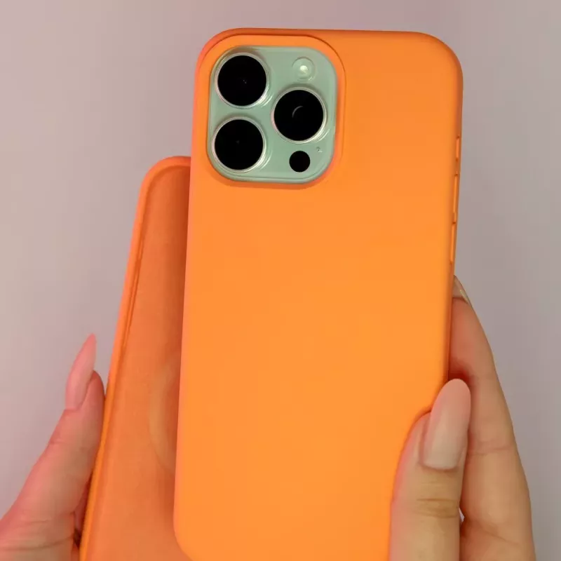 Evelatus Apple iPhone 15 Pro Max Funda de silicona Premium MagSafe Soft Touch New Function naranja
