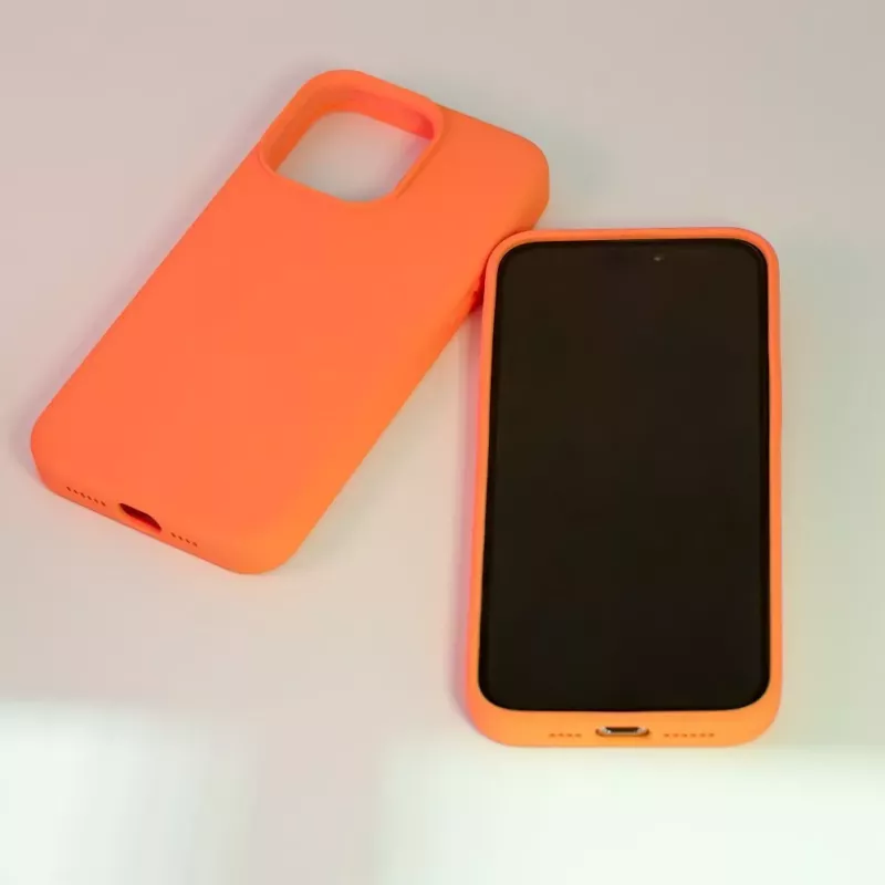Evelatus Apple iPhone 15 Pro Max Funda de silicona Premium MagSafe Soft Touch New Function naranja