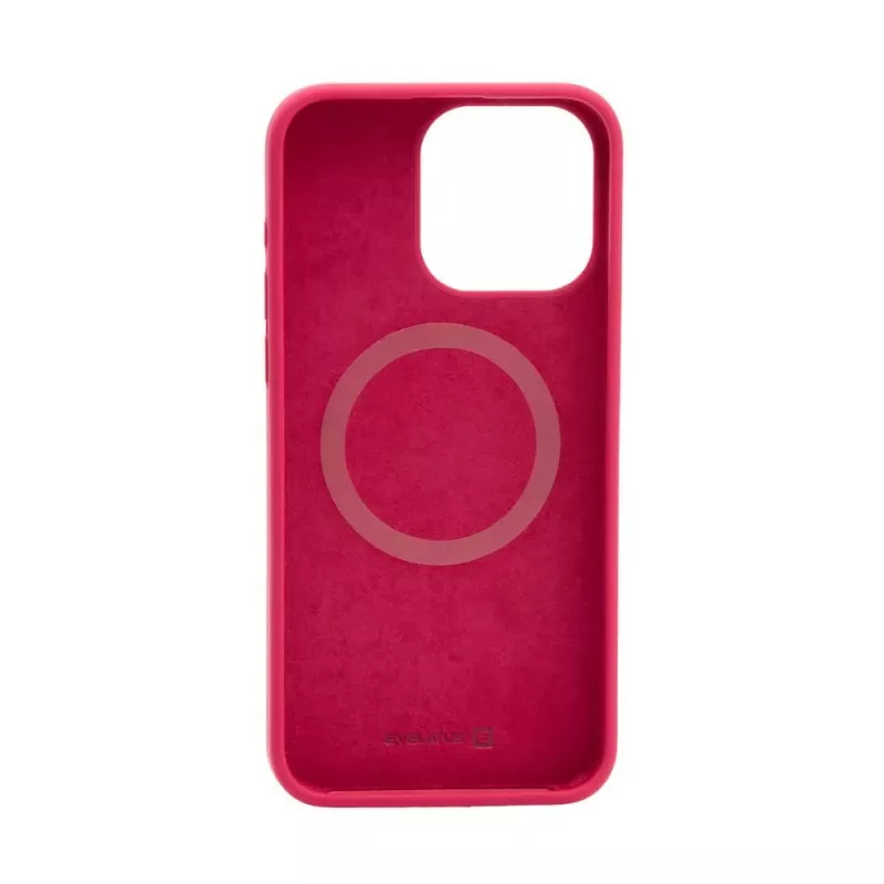 Evelatus Apple iPhone 15 Pro Funda de silicona Premium MagSafe Soft Touch New Function rojo rosado