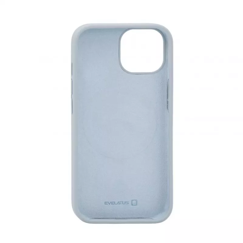 Evelatus Apple iPhone 15 Funda de silicona Premium MagSafe Soft Touch New Function gris azulado