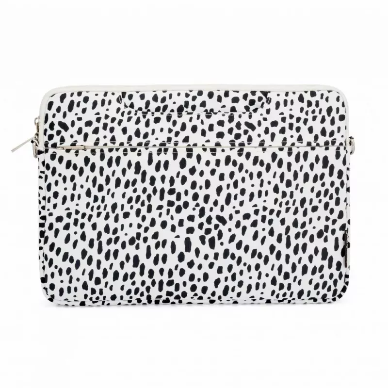 iLike Funda de tela para portátil de 13-14 pulgadas con correa Leopard blanco