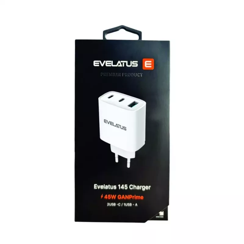Evelatus Cargador rápido de 45W máx. EU USB-C1/USB-C1/USB-A - RCE-4501ACCL blanco