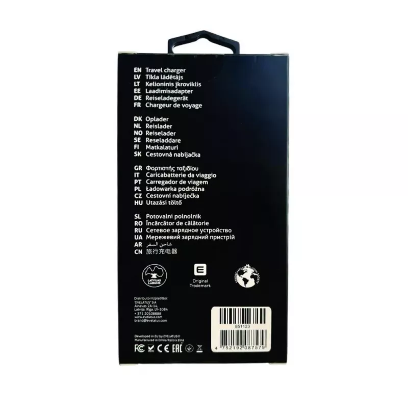 Evelatus Cargador rápido de 45W máx. EU USB-C1/USB-C1/USB-A - RCE-4501ACCL blanco