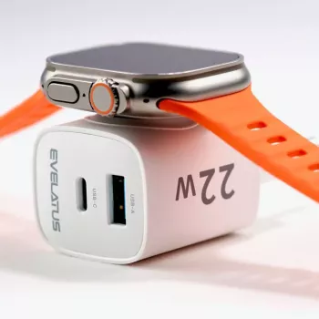 Evelatus Cargador 2 en 1 de 20W máx. USB-C+USB-A:15W máx. USB-C+USB-A+inalámbrico:15W+2W 17W máx. blanco