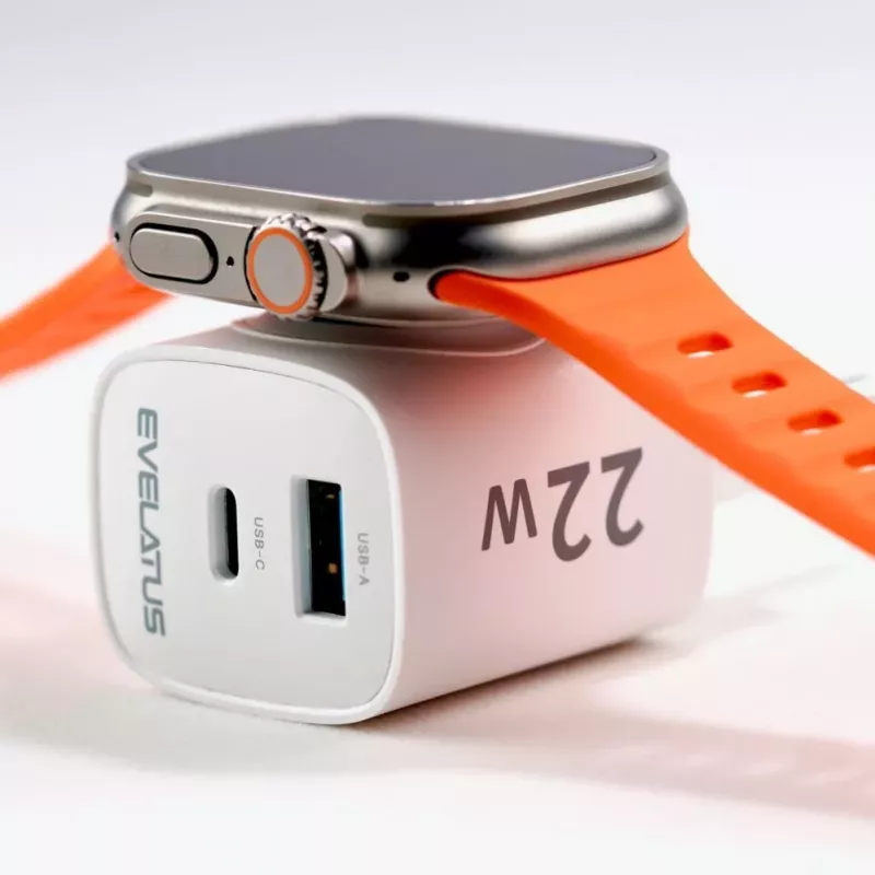 Evelatus Cargador 2 en 1 de 20W máx. USB-C+USB-A:15W máx. USB-C+USB-A+inalámbrico:15W+2W 17W máx. blanco