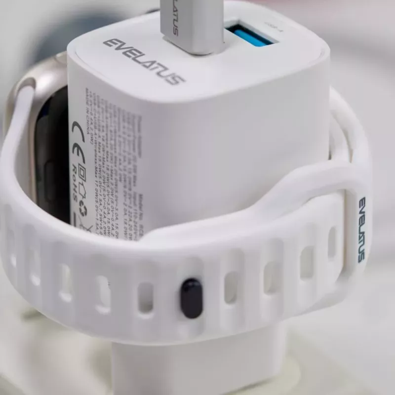 Evelatus Cargador 2 en 1 de 20W máx. USB-C+USB-A:15W máx. USB-C+USB-A+inalámbrico:15W+2W 17W máx. blanco