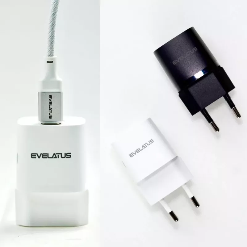Evelatus Cargador EU de 30W máx. USB-A y USB-C negro