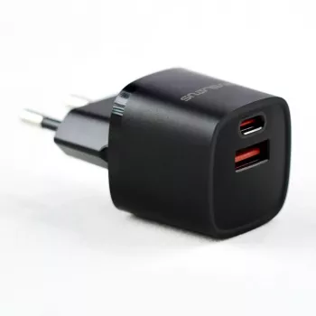 Evelatus Cargador EU de 30W máx. USB-A y USB-C negro