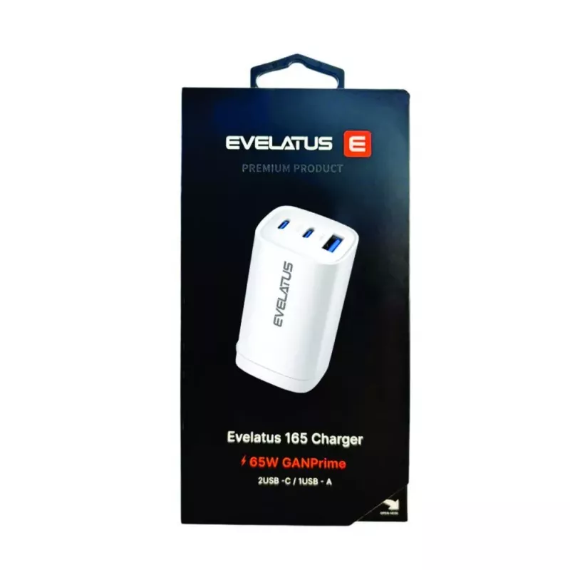 Evelatus Cargador rápido de 65W máx. CN USB-C1/USB-C1/USB-A blanco