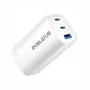 Evelatus Cargador rápido de 65W máx. CN USB-C1/USB-C1/USB-A blanco