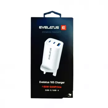 Evelatus Cargador rápido de 65W máx. UK USB-C1/USB-C1/USB-A blanco