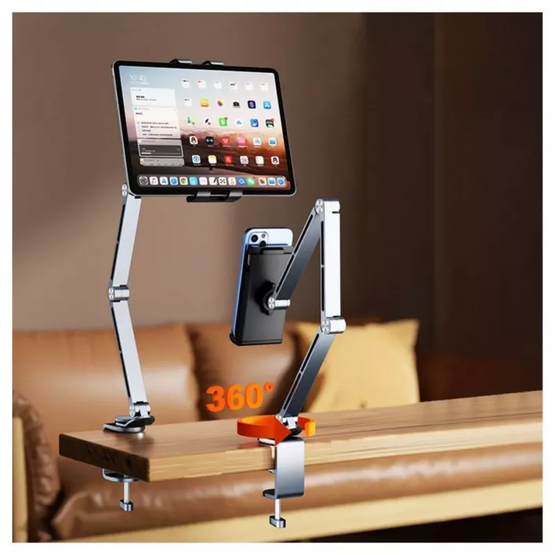 iLike GS1 Soporte universal ajustable de aleación de aluminio premium para smartphone y tablet PC 4-12,9 pulgadas Plata