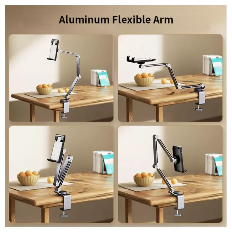 iLike GS1 Soporte universal ajustable de aleación de aluminio premium para smartphone y tablet PC 4-12,9 pulgadas Plata