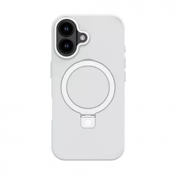 Evelatus Funda Shield con MagSafe y Soporte para Apple iPhone 16 Plata Mate