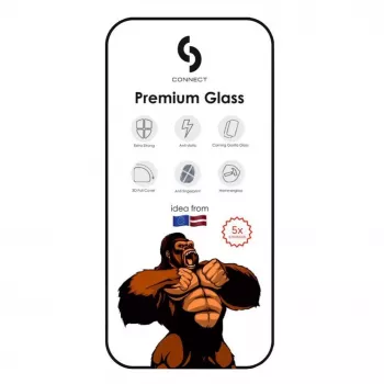 Connect Apple iPhone 16 Pro Max Corning Gorilla Glass Anti-Static 3D Full Cover 5X Stronger Negro