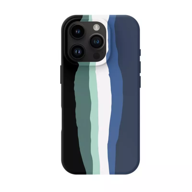 Evelatus Apple iPhone 16 Pro Max Funda de silicona multicolor con MagSafe Aura Blue