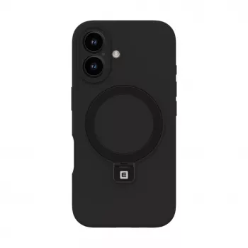Evelatus Apple iPhone 16 Funda de silicona Soft Touch con soporte y MagSafe Negro