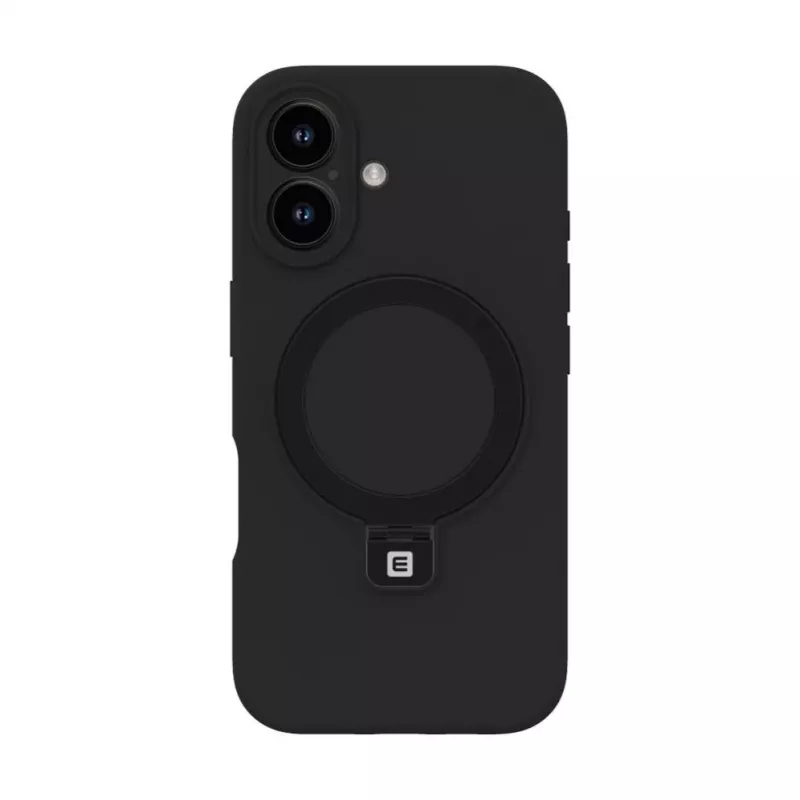 Evelatus Apple iPhone 16 Funda de silicona Soft Touch con soporte y MagSafe Negro