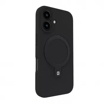 Evelatus Apple iPhone 16 Funda de silicona Soft Touch con soporte y MagSafe Negro
