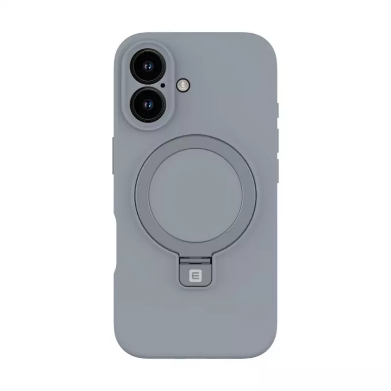 Evelatus Apple iPhone 16 Funda de silicona Soft Touch con soporte y MagSafe Plata