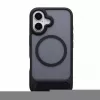 Evelatus Apple iPhone 16 Funda con soporte y MagSafe con recubrimiento de goma Negro